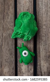 Doll Made With Green Fondant For Decorative Use In Pastry.