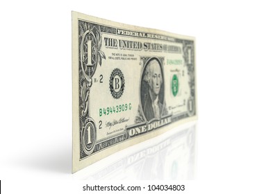 Dollar bill on a white background