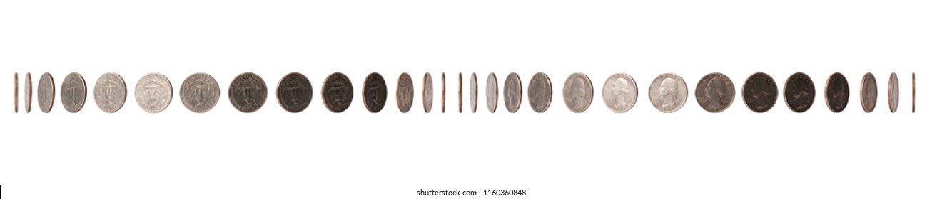 Dollar Coin Spin Flipping Or Turn Around Step By Step With Clipping Path