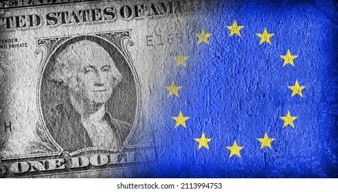 Dollar Combined With The Flag Of The EU (European Union)