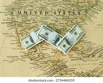Dollar concept with map background 