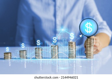 Dollar Currency Growth. Finance And Investment Concept. US Dollar Becomes A More Precious Currency In 2022. 