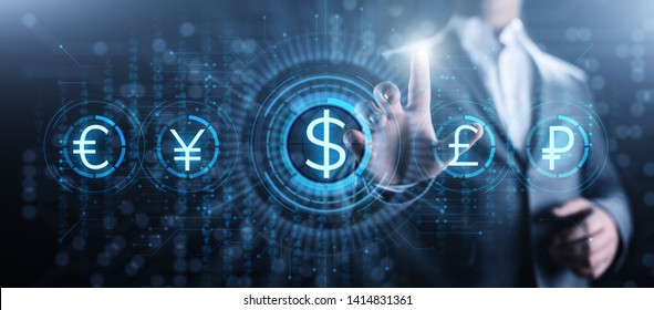 Dollar Icon On Screen. Currency Trading Rate Forex Business Concept.