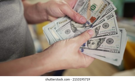dollar money. bankrupt man counting money cash. business crisis finance dollar concept. close-up of a hand counting paper dollars. exchange finance economy usd dollar pay tax