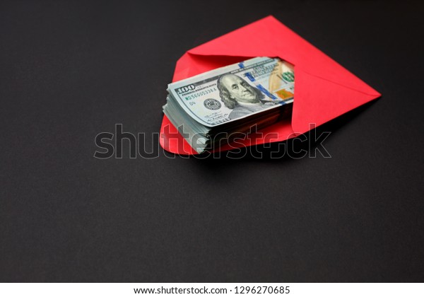 Dollar Money Red Envelope On Black Stock Image Download Now