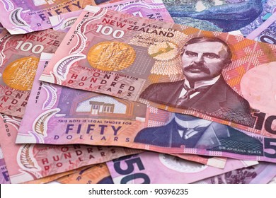 Dollar notes in New Zealand currency.
