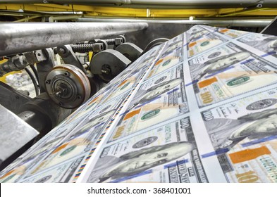 Dollar Usa Money Print Process In A Modern Printing House