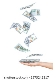 dollars banknotes fall into the hands 