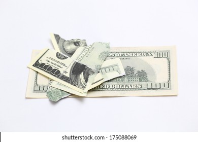 Dollars bill torn apart