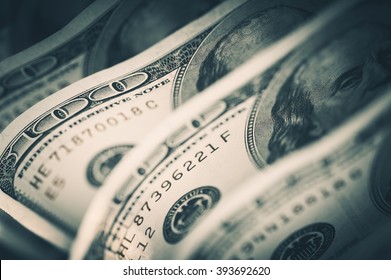 Dollars Closeup Concept. American Dollars Cash Money. One Hundred Dollar Banknotes. - Shutterstock ID 393692620