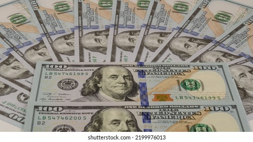 Dollars In Close-up. Finance.US Currency.Background Of Hundred Dollar Banknotes