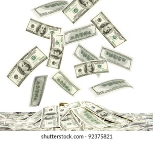 Dollars falling to the stack of dollars - Shutterstock ID 92375821