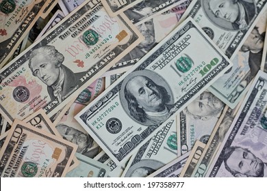 dollars pile as background - Shutterstock ID 197358977