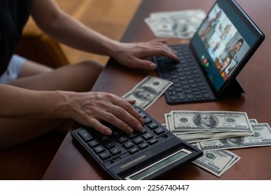 dollars and a tablet with chat