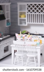 Dollhouse Kitchen With Unicorn Cake