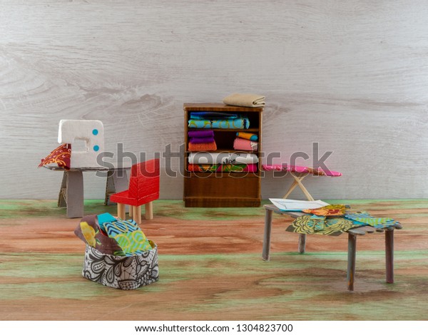 dollhouse sewing room