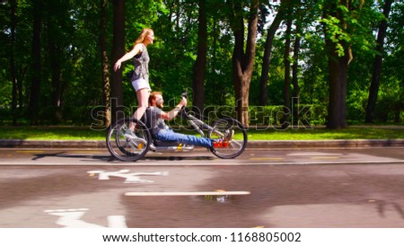 Similar – Image, Stock Photo TWO-WHEELER Human being