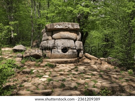 Dolmen Harmony - megalithic tomb near Vozrozhdenie village and Gelendzhik town. Krasnodar Krai. Russia