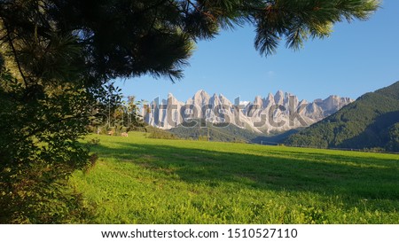 Dolomitas mountain view from Santa Maddalena, in Bolzano región, Italy Foto stock © 