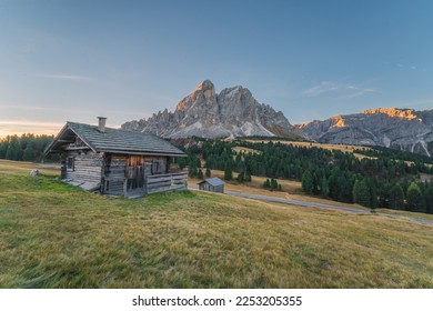 Dolomite mountain landscapes at sunrise,  Passo delle erbe in Dolomite Alps, Italy - Shutterstock ID 2253205355