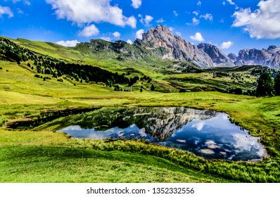 dolomites alpine lake - Shutterstock ID 1352332556
