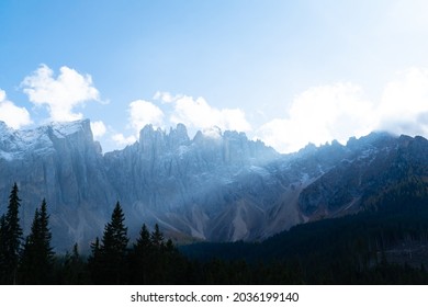 Dolomites alps,Rock Mountain with clound and bluesky on winter at Passo Giau landscape area in the Italian Dolomites popular travel destination, Italy.