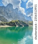 Dolomites , Lake Coldai  a dream piace at 2200 meters in Italy , 23 August 2023 .