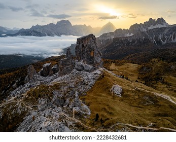 Dolomites, Passo Giau and Snake Road photographed with the drone during the foliage period