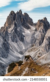 Dolomites, Three Peaks of Lavaredo. Italian Dolomites with famous Three Peaks of Lavaredo, Tre Cime , South Tyrol, Italy,Mountain range of Cadini di Misurina and Sorapiss