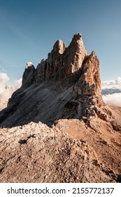 Dolomites, Three Peaks of Lavaredo. Italian Dolomites with famous Three Peaks of Lavaredo, Tre Cime , South Tyrol, Italy,People climbing on a via ferrata route paternkofel.