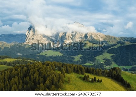 Dolomiti Bellunesi National Park in Italy encompasses a breathtaking alpine landscape with towering peaks, lush valleys. Foto d'archivio © 