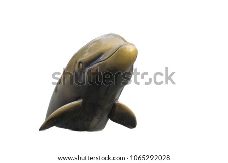 Dolphin statue on white background isolated