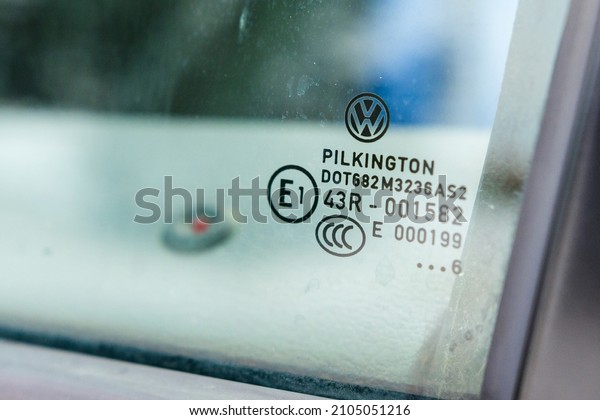 Dolyna, Ukraine
December 22, 2021: car glass in a 2006 Volkswagen, clean and washed
car windows, well-groomed
car.