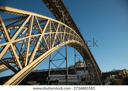 Dom Luís I Bridge Arch Viewed from Below in Porto, Portugal