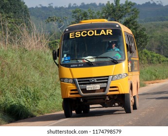 Dom Eliseu/Para/Brazil - Dec 09, 2013: School Bus To Transport Students From Rural Areas. Vehicle Provided By The Federal Government To The Municipality Through The 