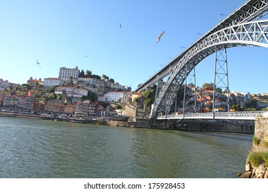 Dom Luis I Bridge Over Douro River In Porto Portugal