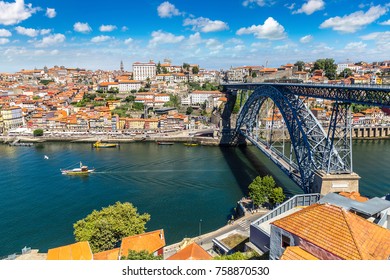Dom Luis I bridge in Porto in Portugal in a summer day