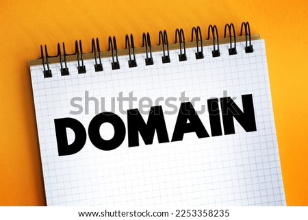 Domain text on notepad, concept background