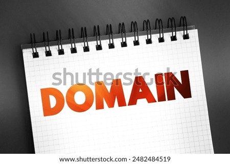 Domain text on notepad, concept background