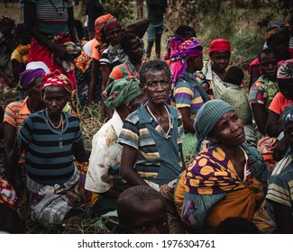 DOMBE, MOZAMBIQUE - APRIL 2, 2019: Woman waits for a medical care in an area in Dombe cut off from access to food at care in the aftermath of Cyclone Idai in Mozambique