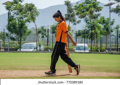 Dombivali, India- 16th April, 2017. Girls From Palava City Playing Cricket At The 'Palava Womens Cricket League' Matches.