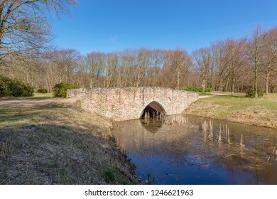 Domburg - View to stone made Bridge at Castle Westhove, Zeeland, Netherlands, Domburg, 18.03.2018