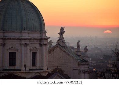 The dome of Brescia Cathedral in backlight at sunset - Brescia - Lombardy - Italy 05 - Shutterstock ID 777072151