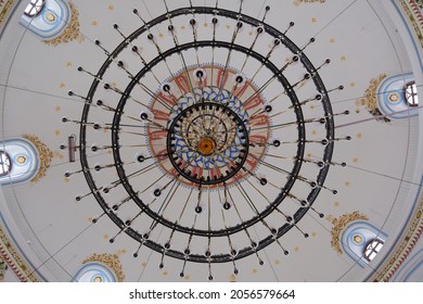 Dome And Candlepower Inside The Mosque And Engraving And Frisks. 24.7.2021. Konya Turkey