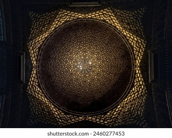 Dome Ceiling of Hall of Ambassadors (Salon de Embajadores) at Alcazar (Royal Palace of Seville) - Seville, Andalusia, Spain - Powered by Shutterstock