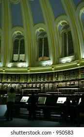 Dome ceiling of a library in the night