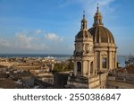 Dome and clock tower of the Cathedral of Saint Agatha in Catania