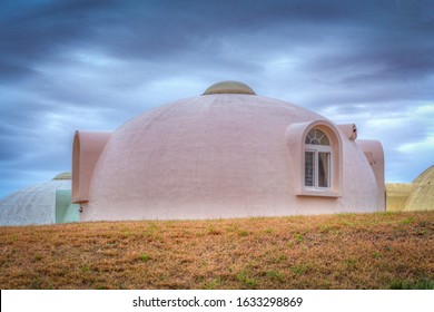 Dome House, Kaga, Ishikawa Prefecture, Japan. Dome Houses Are Assembled From Prefabricated Components.