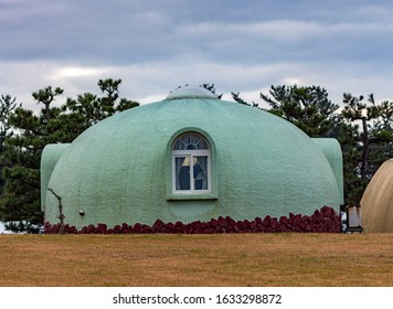 Dome House, Kaga, Ishikawa Prefecture, Japan. Dome Houses Are Assembled From Prefabricated Components.