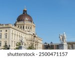 Dome of the Humboldt Forum against a blue sky in Berlin, Germany